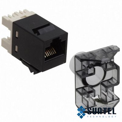 Modular jack, RJ45, Cat 6 UTP, CommScope/ AMP, Black