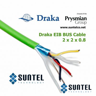 Cable EIB BUS Draka 1PR x 0.8mm LSZH Green EIB1P0.8L-GN 60081651